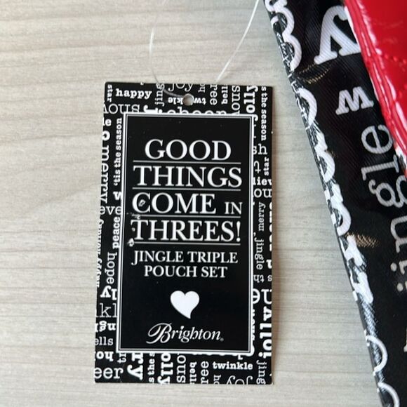 Brighton Red Animal Christmas Print Jingle Triple Pouch Travel Cosmetic Set - Picture 13 of 16